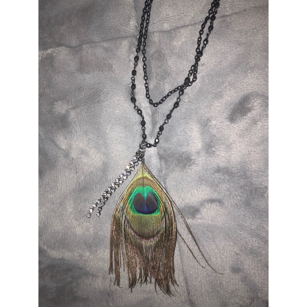 Jeweled Peacock Pendant Necklace